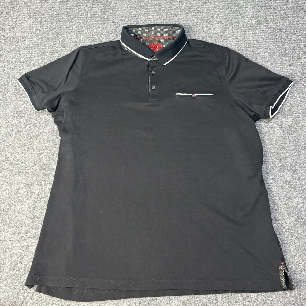 Au Noir Polo Shirt Mens 3XL Black Solid Pima Cotton Contrast Trim Pocket Casual